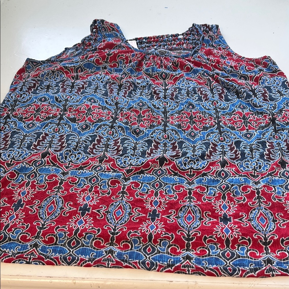 No Boundaries 3X Black Red Blue Patterned Sleeveless Graphic Tank Top